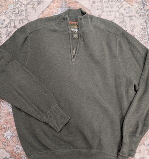 Eddie Bauer Olive 1/4 Zip-Up Sweater